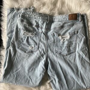 American Eagle Outfitters Light Blue Distressed Women's Straight Leg Jeans